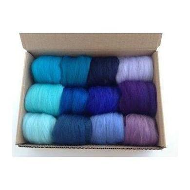 12 Blue Tones Color Set - Wool Top-Pre-Packaged Wool Sets-Acorns & Twigs-Acorns & Twigs