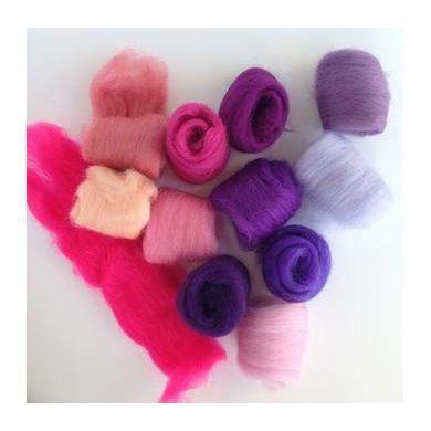 12 Pink & Purple Tones Large Set - Wool Top-Pre-Packaged Wool Sets-Acorns & Twigs-Acorns & Twigs
