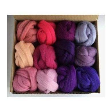 12 Pink & Purple Tones Large Set - Wool Top-Pre-Packaged Wool Sets-Acorns & Twigs-Acorns & Twigs