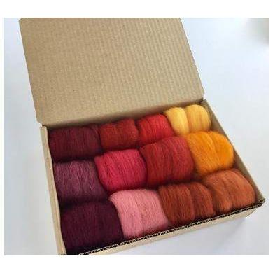 12 Red & Orange Tones Color Set - Wool Top-Pre-Packaged Wool Sets-Acorns & Twigs-Acorns & Twigs