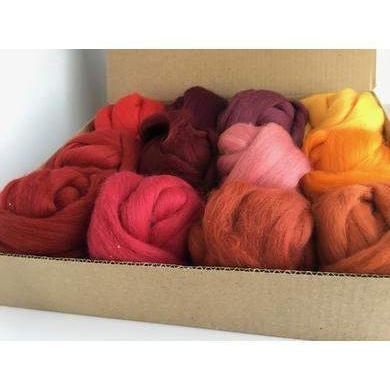 12 Red & Orange Tones Large Set - Wool Top-Pre-Packaged Wool Sets-Acorns & Twigs-Acorns & Twigs