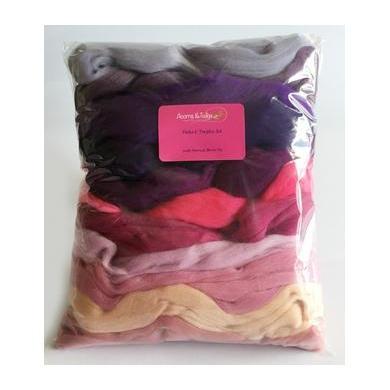 12 oz Pink & Purple Tones Merino Top-Pre-Packaged Wool Sets-Acorns & Twigs-Acorns & Twigs