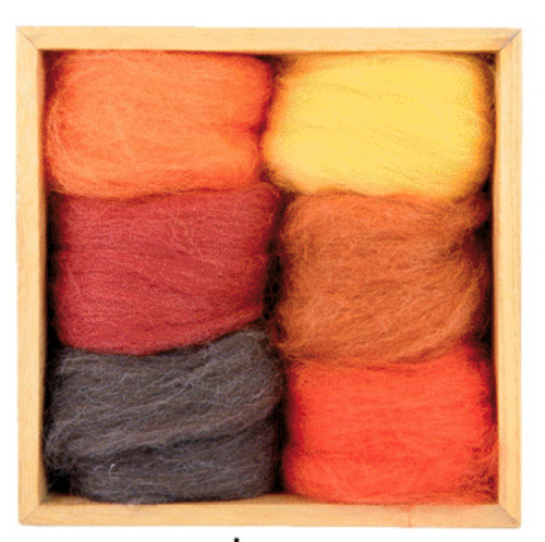 Autumn Corriedale Wool Roving - 6 Pack Assorted-Pre-Packaged Wool Sets-WoolPets-Acorns & Twigs