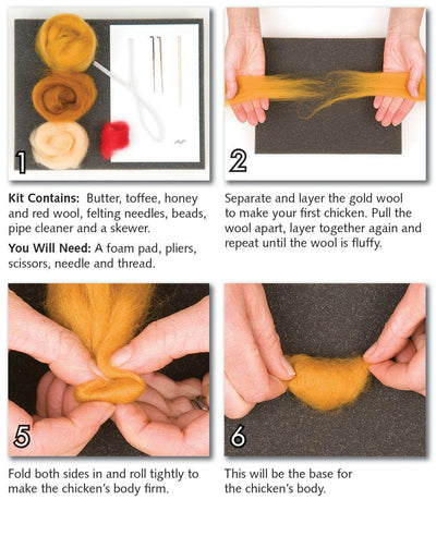 Chickens Needle Felting Kit - Intermediate-Needle Felting-WoolPets-Acorns & Twigs