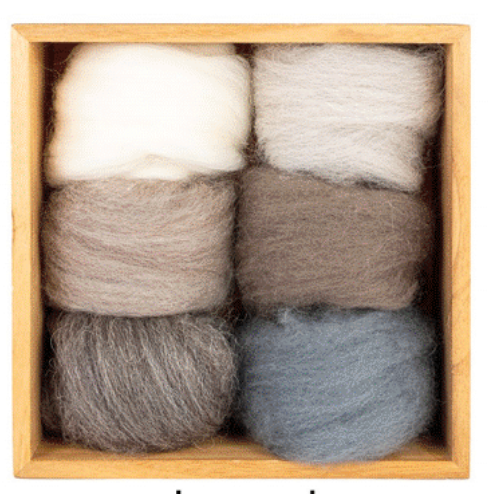 Clouds Corriedale Wool Roving - 6 Pack Assorted-Pre-Packaged Wool Sets-WoolPets-Acorns & Twigs