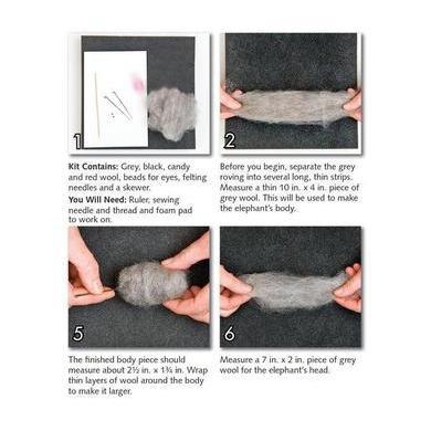 Elephant Needle Felting Kit - INTERMEDIATE-Needle Felting-WoolPets-Acorns & Twigs