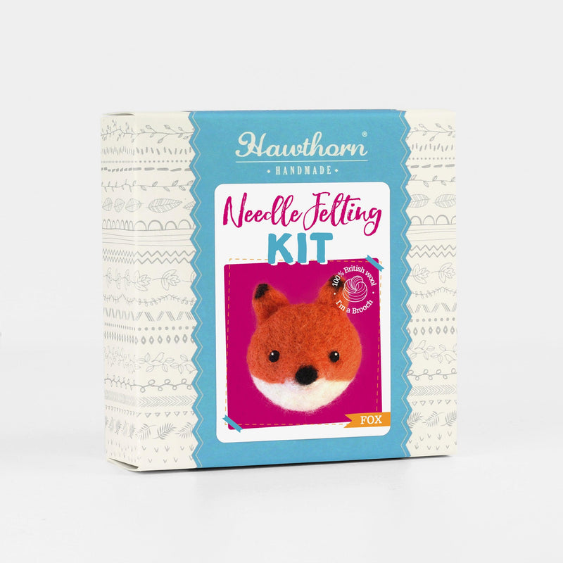 Fox Brooch Felting Kit-Needle Felting-Hawthorn Handmade-Acorns & Twigs