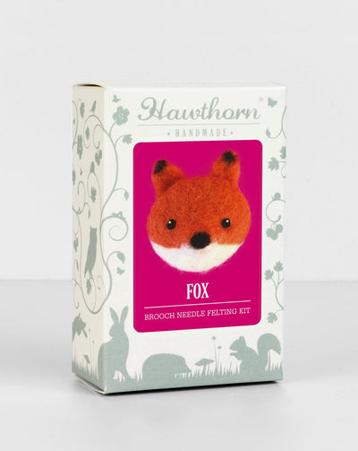 Fox Brooch Felting Kit-Needle Felting-Hawthorn Handmade-Acorns & Twigs
