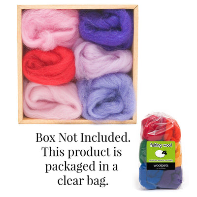 Fuchsia Corriedale Wool Roving - 6 Pack Assorted-Pre-Packaged Wool Sets-WoolPets-Acorns & Twigs