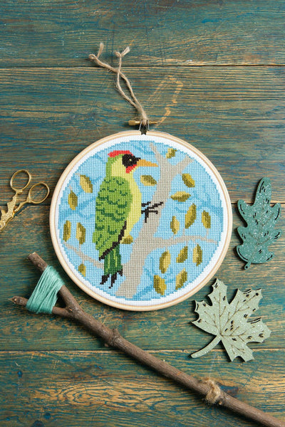 Green Woodpecker Cross Stitch Kit-Cross Stitch-Hawthorn Handmade-Acorns & Twigs