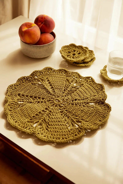 Mat & Coasters Crochet Kit-Crochet-DMC-Acorns & Twigs