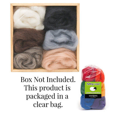 Neutral Corriedale Wool Roving - 6 Pack Assorted-Pre-Packaged Wool Sets-WoolPets-Acorns & Twigs