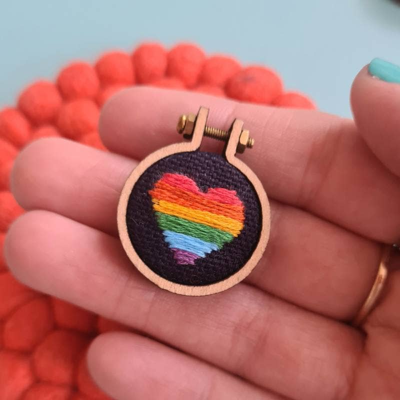 Rainbow Heart Charm Embroidery Kit-Embroidery-Paraffle-Acorns & Twigs