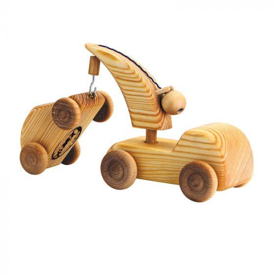 Tow Truck with Mini Car Small-Wooden Toy-Debresk-Acorns & Twigs