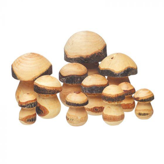 Wooden Toadstools 11 Assorted Pieces-Diverse Art-Mercurius-Acorns & Twigs